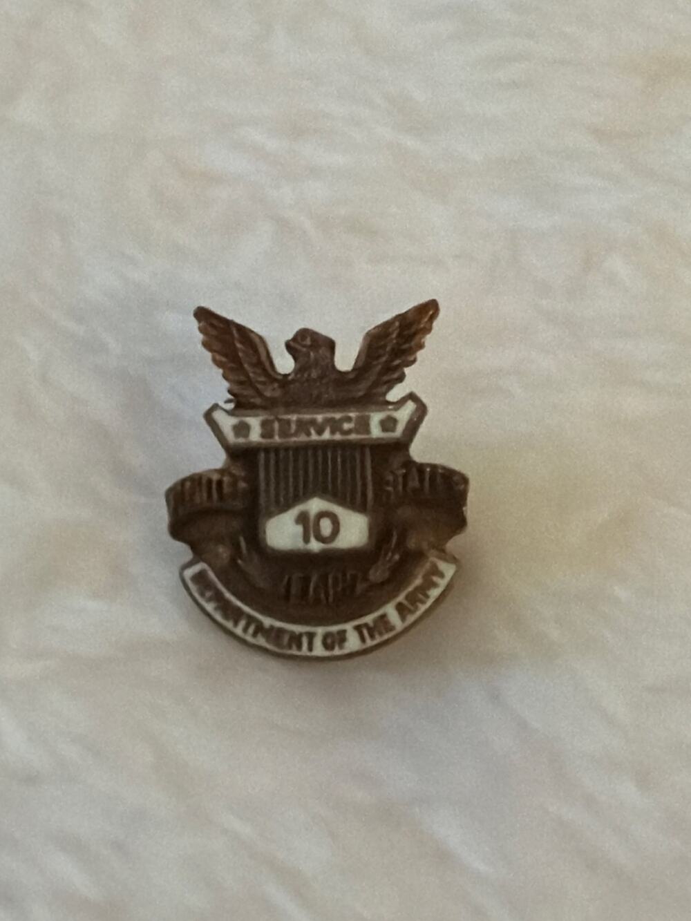 Vintage CORO US Army 10-Year Service Lapel Pin Department of the Army Enamel